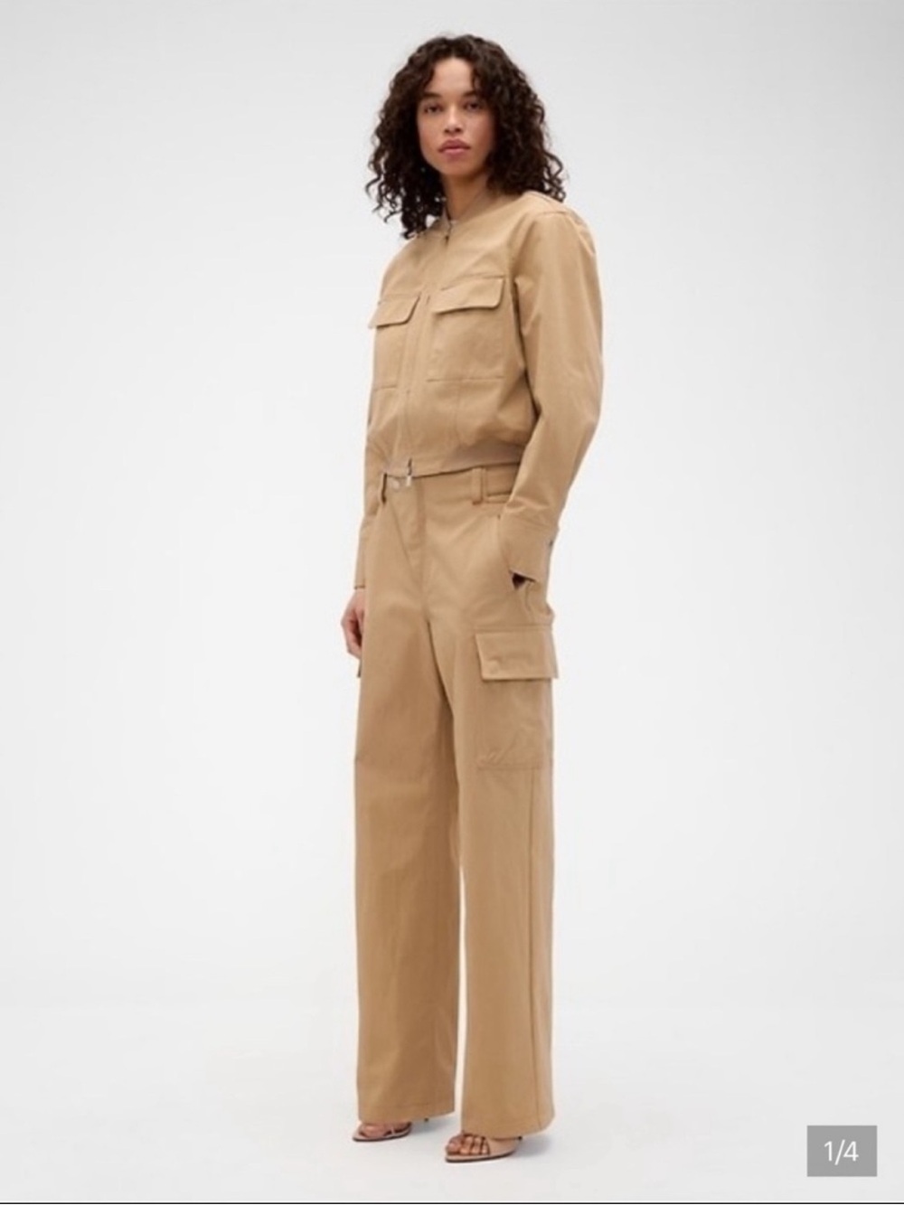 Gap x Victoria Beckham High-Rise Cargo Pants in Khaki, size 4